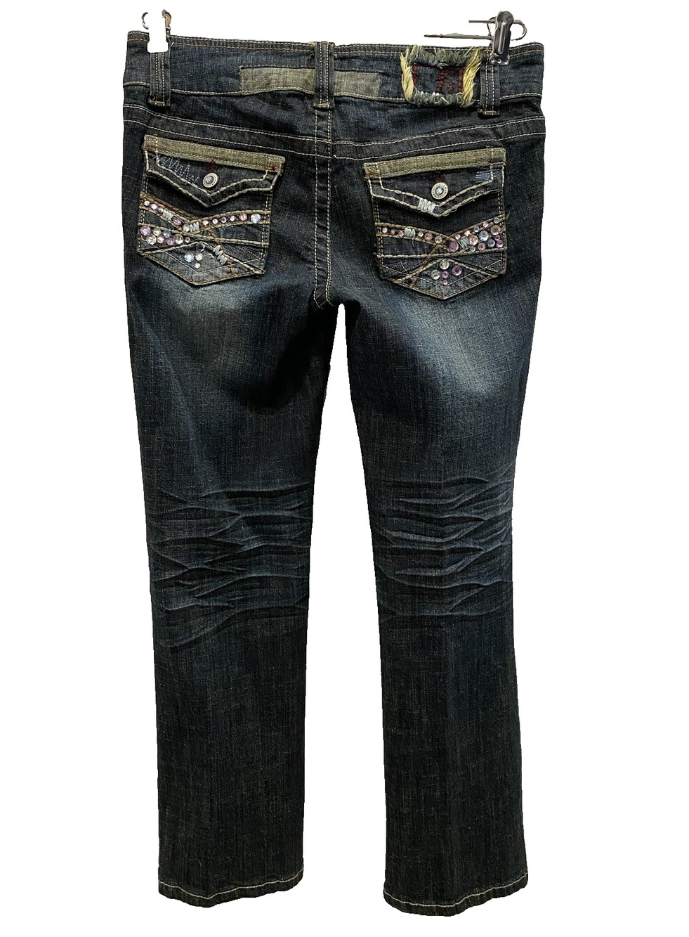 Hydraulic Jeans Womens Sz 7/8 Lowrise Straight Ankle Stretch Denim Whiskers Y2K